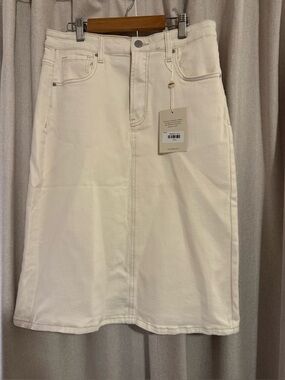 New Risen Jeans Cream Denim A-Line Skirt Large